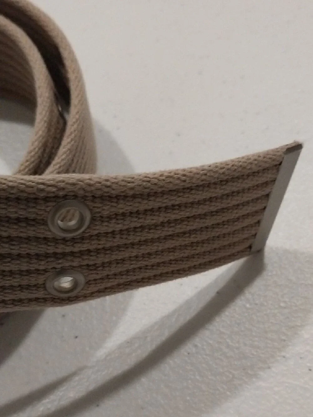 Neutral Tan Women's Canvas Grommet Belt